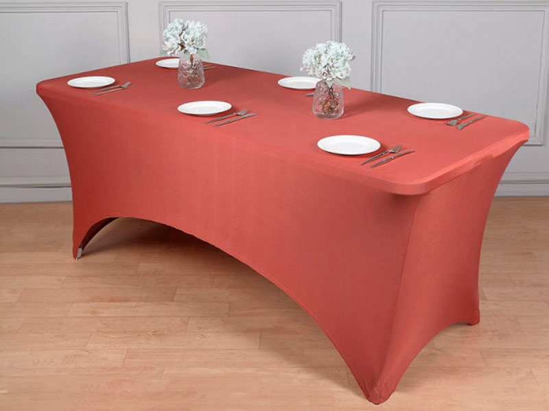 Стрейч скатерть для прямоугольного стола бордовая