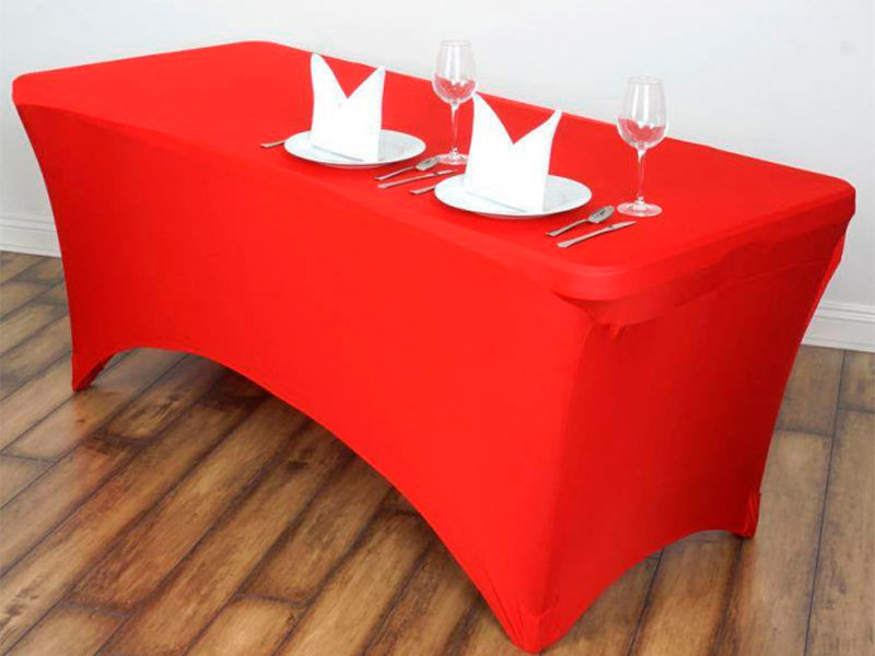 Стрейч скатерть для прямоугольного стола красная