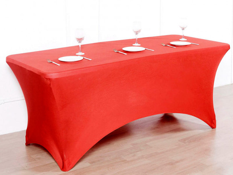 Стрейч скатерть для прямоугольного стола красная