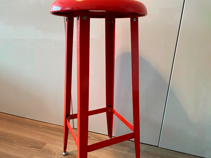 Стул барный металлический красный