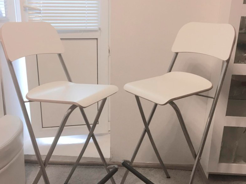 Стул барный складной Франклин белый с серыми ножками