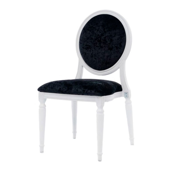 Стул Louis белого цвета с чёрной бархатной обивкой
