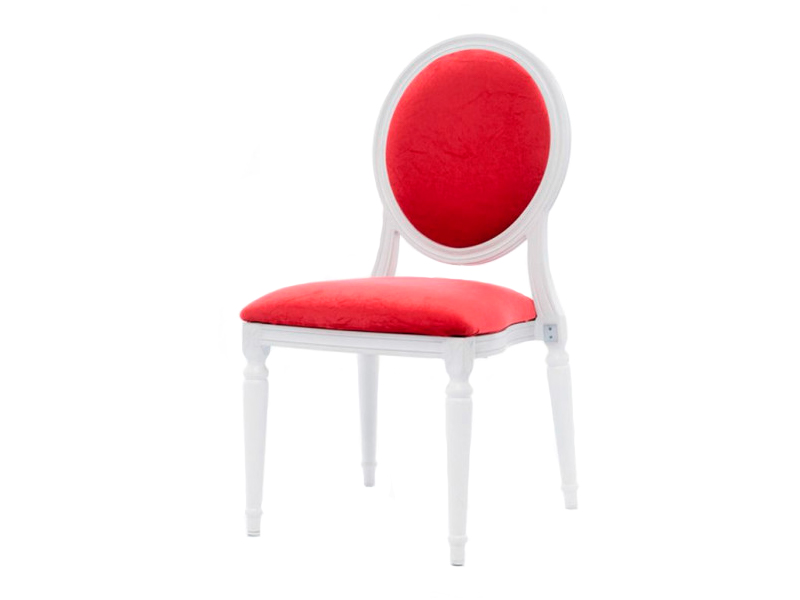 Стул Louis белого цвета с красной бархатной обивкой