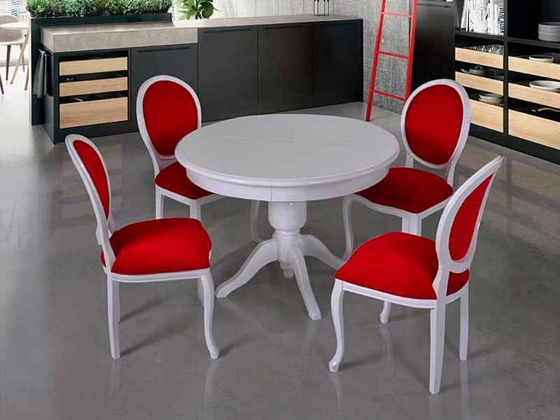 Стул Louis белого цвета с красной бархатной обивкой