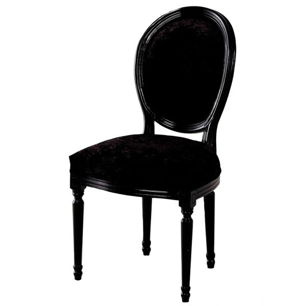 Стул Louis чёрного цвета с подушками из чёрного бархата