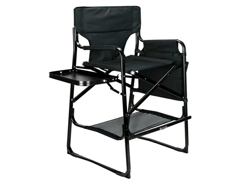 Стул визажиста с откидными столиками черный