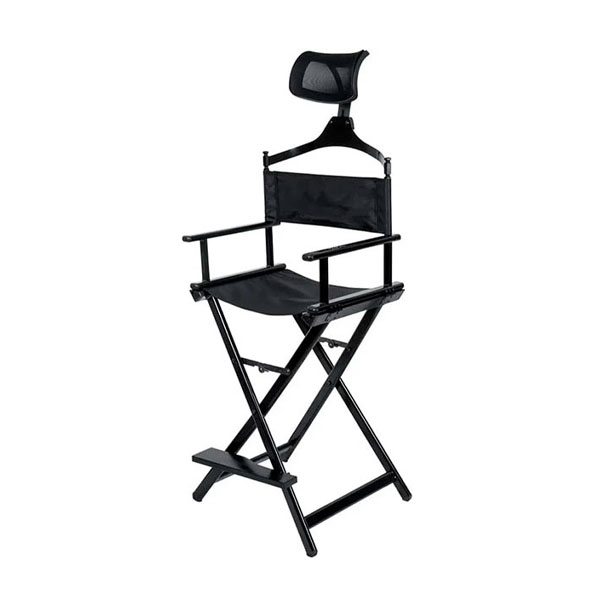 Стул визажиста с подголовником черный