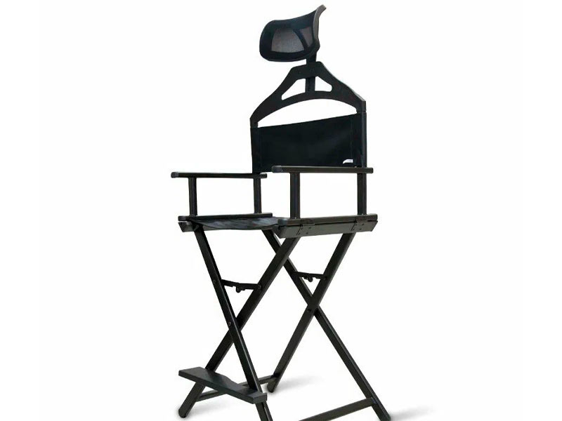 Стул визажиста с подголовником черный