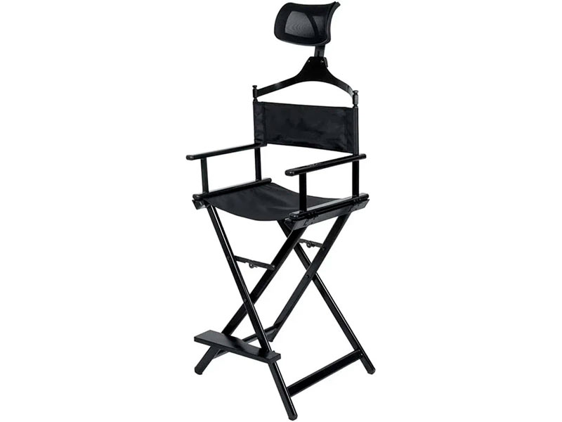 Стул визажиста с подголовником черный