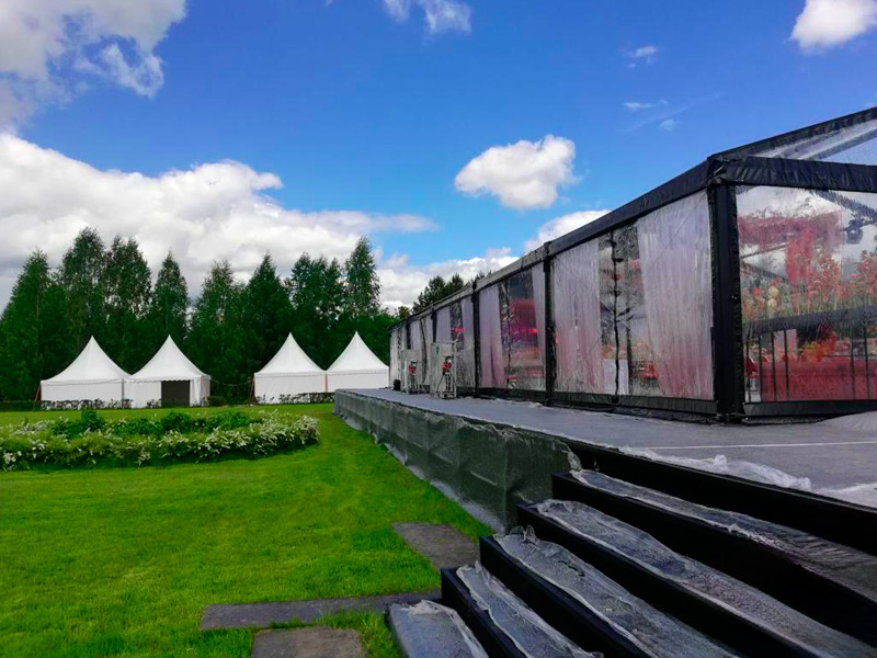 Павильон чёрный 10x15 остеклённая