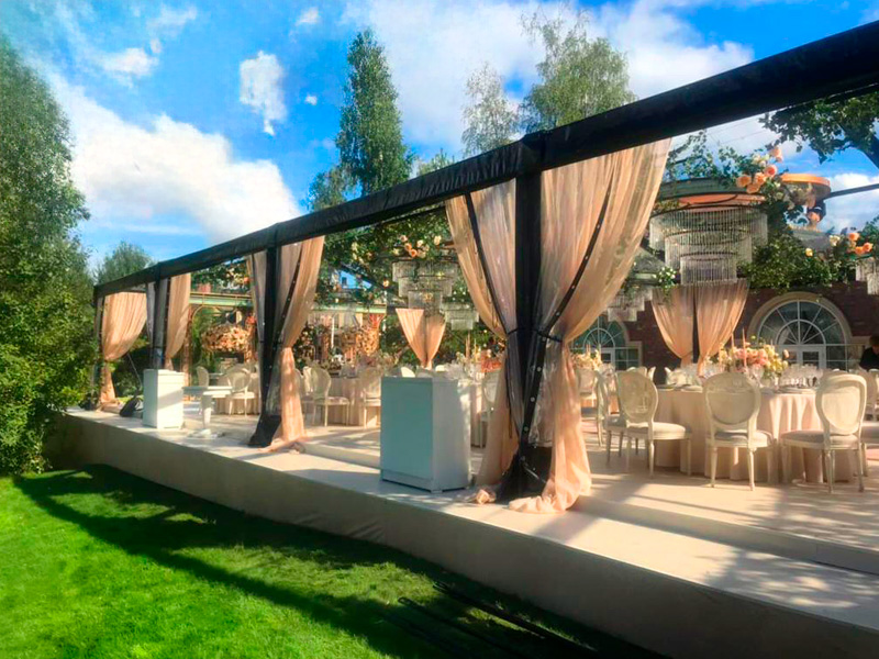 Павильон чёрный 15x30 остеклённая