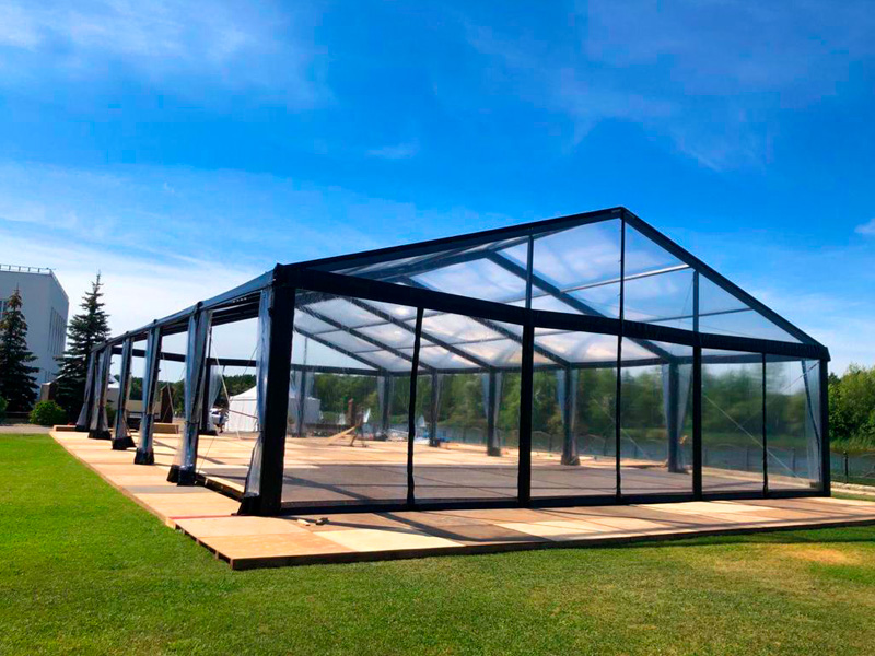 Павильон чёрный 15x30 остеклённая