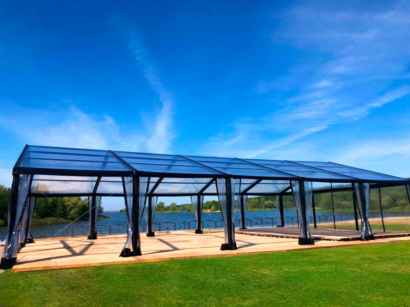 Павильон чёрный 10x10 остеклённая