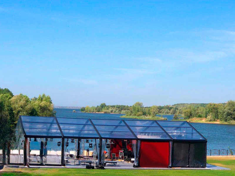 Павильон чёрный 15x30 остеклённая