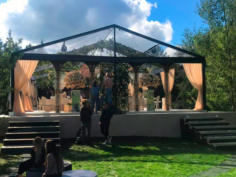 Павильон чёрный 10x10 остеклённая