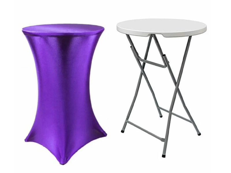 Стрейч скатерть d78 для коктейльного стола фиолетовая