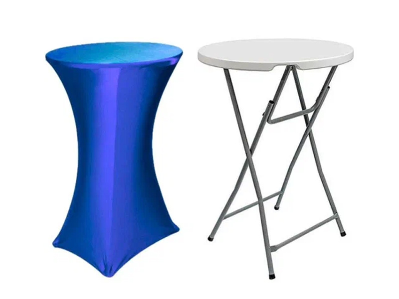 Стрейч скатерть d78 для коктейльного стола синяя