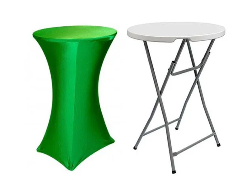 Стрейч скатерть d78 для коктейльного стола зеленая