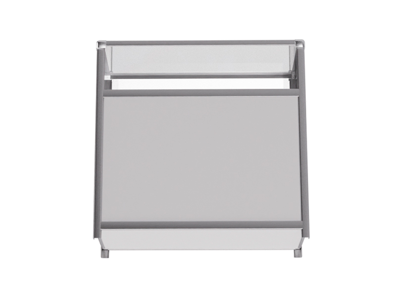 Витрина низкая прямоугольная бело-серебристая