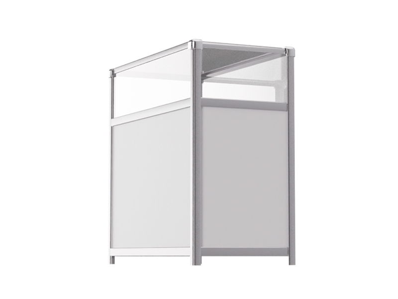 Витрина низкая прямоугольная бело-серебристая