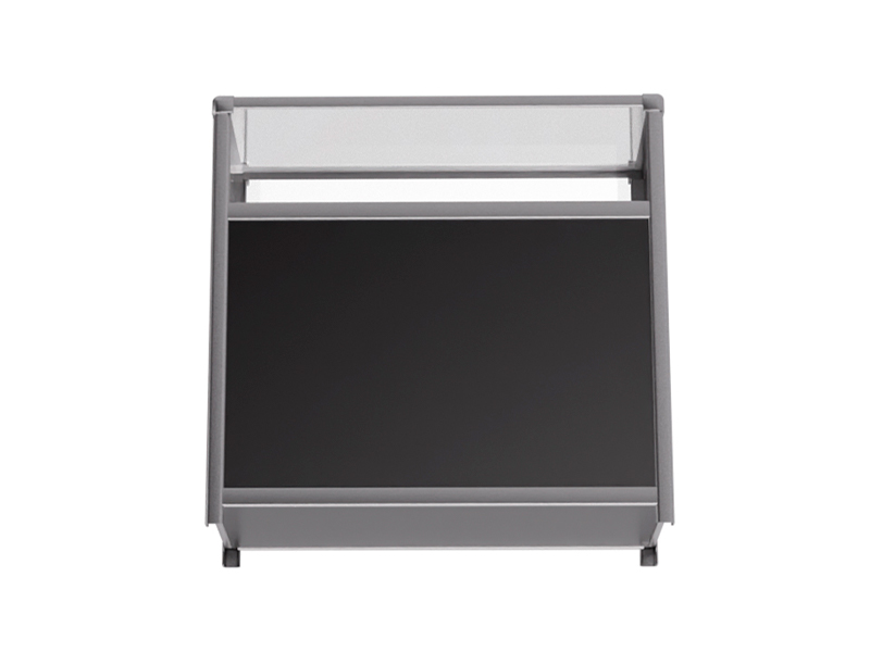 Витрина низкая прямоугольная черно-серебристая