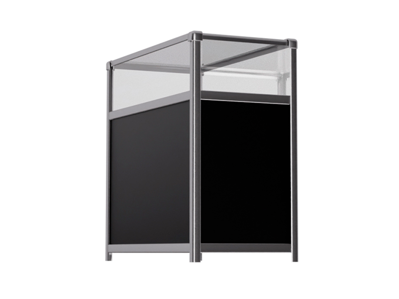 Витрина низкая прямоугольная черно-серебристая