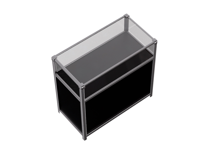 Витрина низкая прямоугольная черно-серебристая