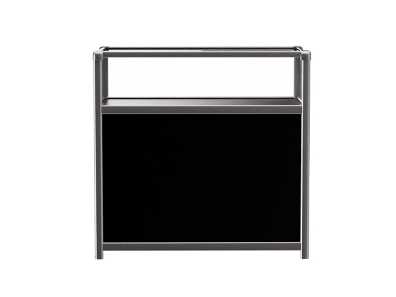 Витрина низкая прямоугольная черно-серебристая