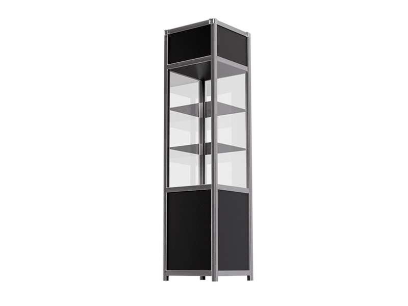 Витрина высокая черно-серебристая
