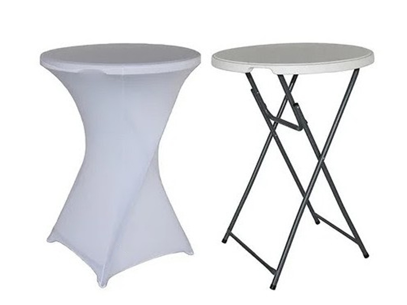 Стрейч скатерть d78 для коктейльного стола белая