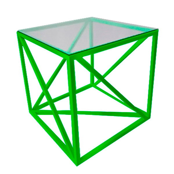 Журнальный стол Loft со стеклом зелёный