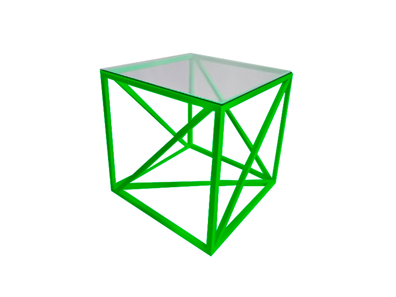 Журнальный стол Loft со стеклом зелёный