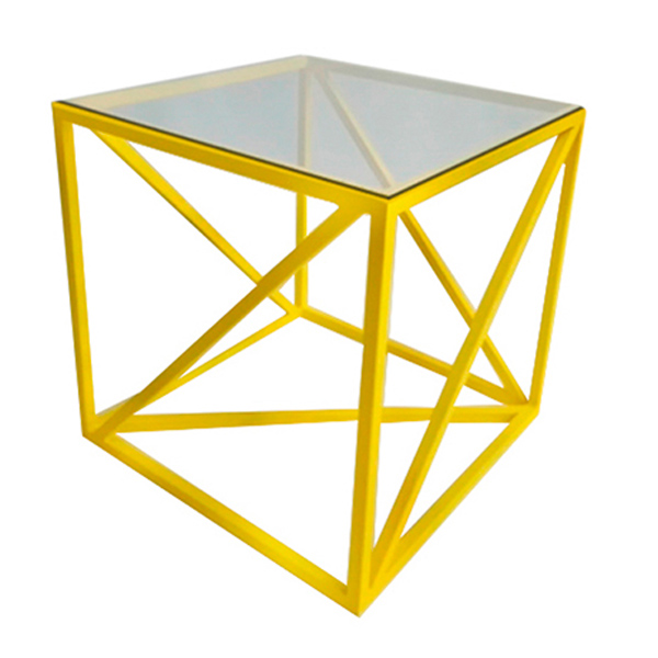 Журнальный стол Loft со стеклом жёлтый