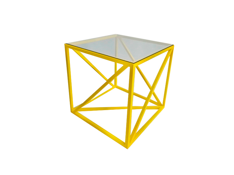 Журнальный стол Loft со стеклом жёлтый