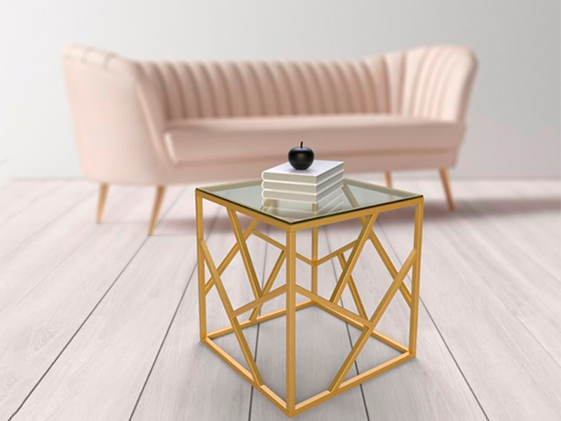 Журнальный стол Loft со стеклом жёлтый