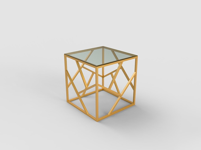 Журнальный стол Loft со стеклом жёлтый