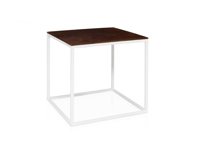 Журнальный стол Cube белый с коричневой столешницей