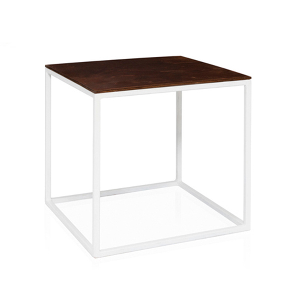 Журнальный стол Cube белый с коричневой столешницей