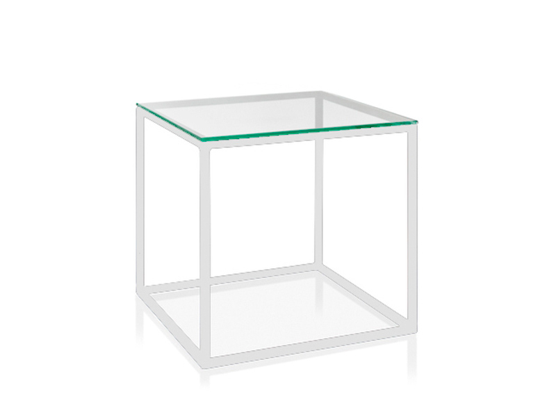 Журнальный стол Cube белый с прозрачной столешницей