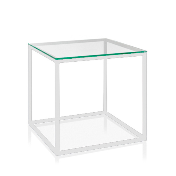 Журнальный стол Cube белый с прозрачной столешницей