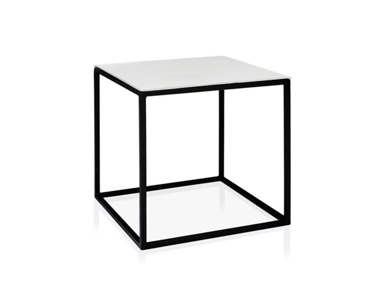 Журнальный стол Cube черный с белой столешницей