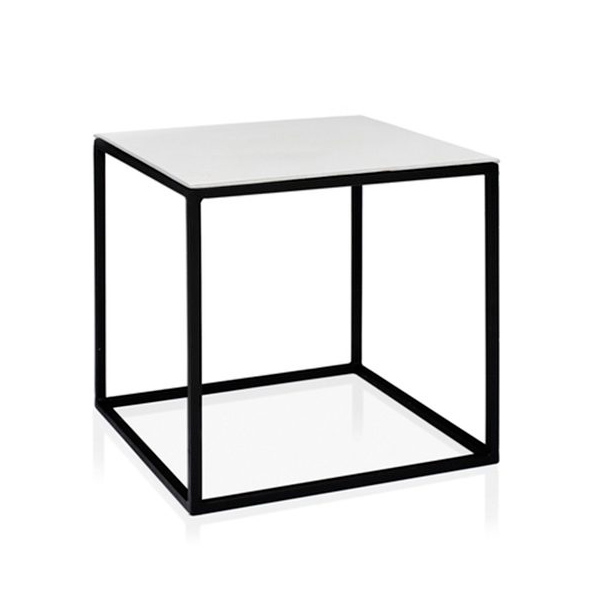 Журнальный стол Cube черный с белой столешницей