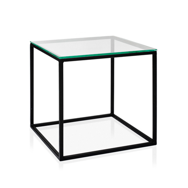 Журнальный стол Cube черный с прозрачной столешницей