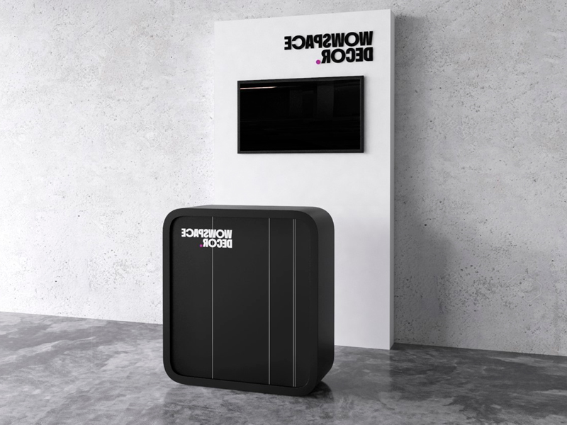 Зона презентации со стойкой с закруглёнными углами